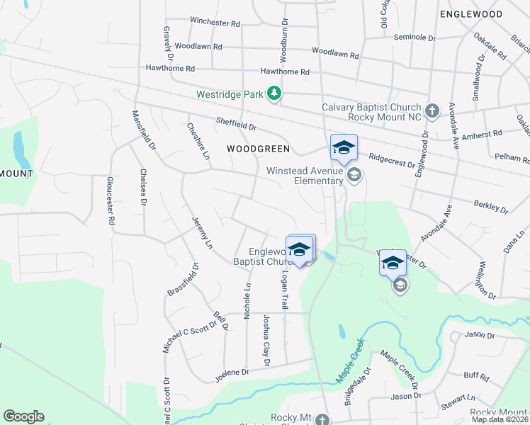 map of restaurants, bars, coffee shops, grocery stores, and more near 2128 Edinborough Road in Rocky Mount