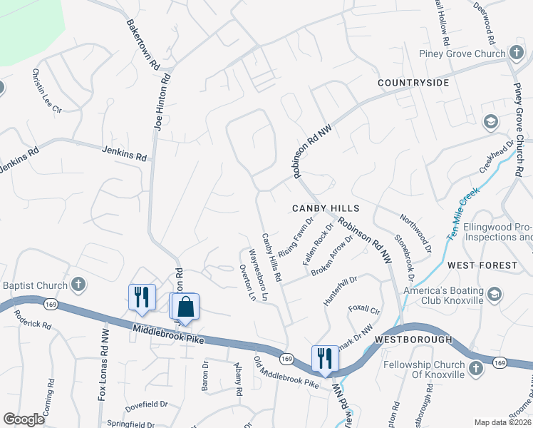 map of restaurants, bars, coffee shops, grocery stores, and more near 2009 Kirby Hills Cove in Knoxville