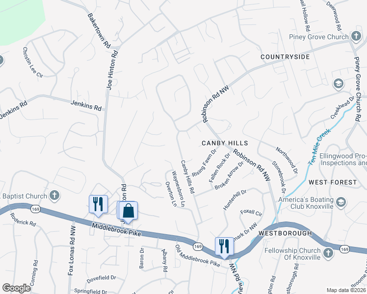 map of restaurants, bars, coffee shops, grocery stores, and more near 2009 Kirby Hills Cove in Knoxville