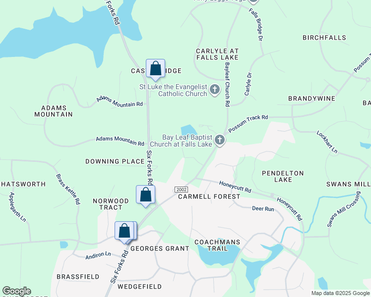 map of restaurants, bars, coffee shops, grocery stores, and more near 12115 Possum Track Road in Raleigh