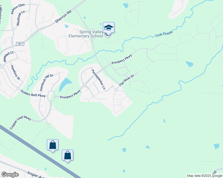 map of restaurants, bars, coffee shops, grocery stores, and more near 2622 Teermark Lane in Durham