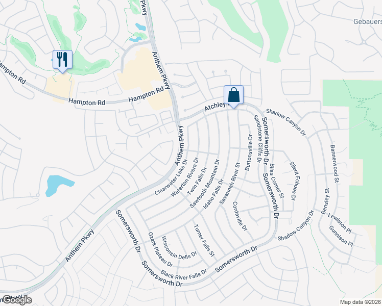 map of restaurants, bars, coffee shops, grocery stores, and more near 2116 Clearwater Lake Drive in Henderson