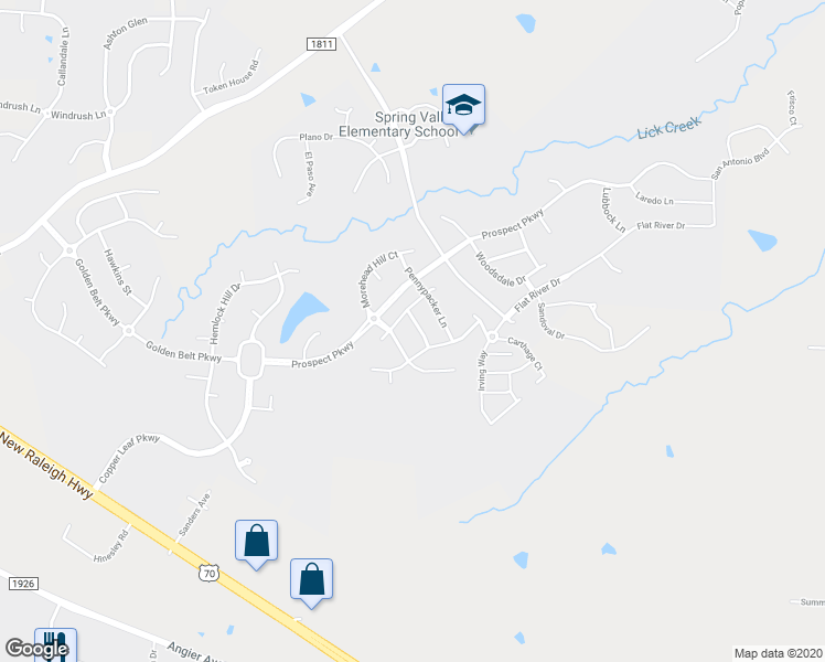 map of restaurants, bars, coffee shops, grocery stores, and more near 1918 Brodgen Lane in Durham