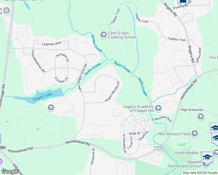 map of restaurants, bars, coffee shops, grocery stores, and more near 214 Commons Way Drive in Chapel Hill