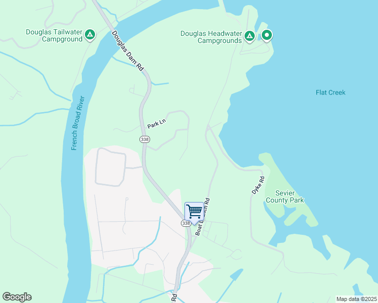 map of restaurants, bars, coffee shops, grocery stores, and more near 1437 East Park Lane in Sevierville