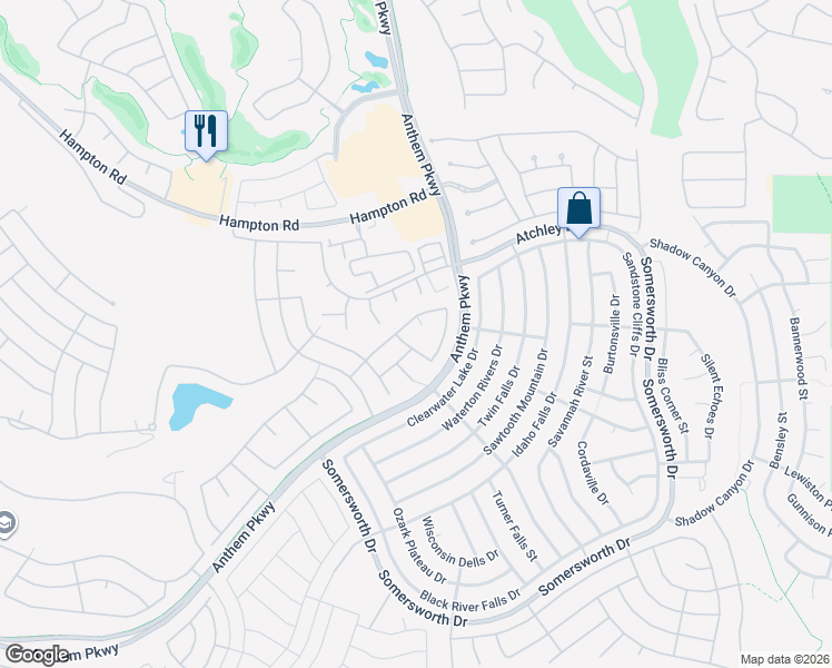 map of restaurants, bars, coffee shops, grocery stores, and more near 2169 Shady Side Court in Henderson