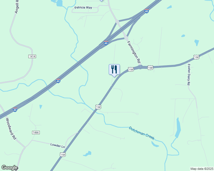 map of restaurants, bars, coffee shops, grocery stores, and more near 105 Buck Miller Road in Mocksville