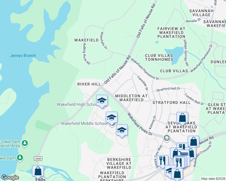 map of restaurants, bars, coffee shops, grocery stores, and more near 12313 Cilcain Court in Raleigh