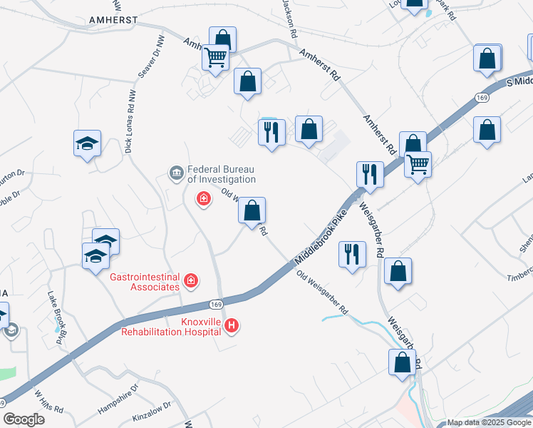 map of restaurants, bars, coffee shops, grocery stores, and more near in Knoxville