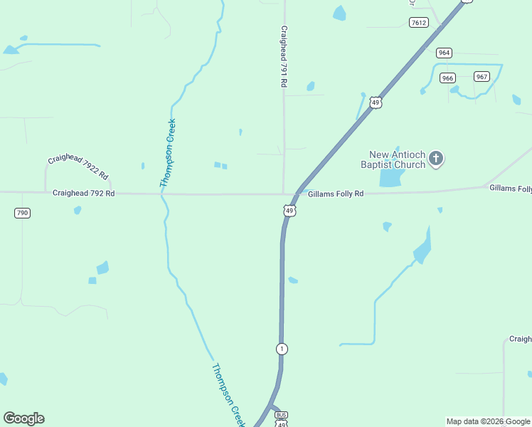 map of restaurants, bars, coffee shops, grocery stores, and more near Craighead 792 Road in Brookland