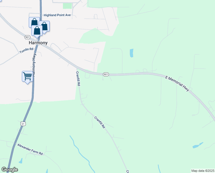 map of restaurants, bars, coffee shops, grocery stores, and more near 256 East Memorial Highway in Harmony