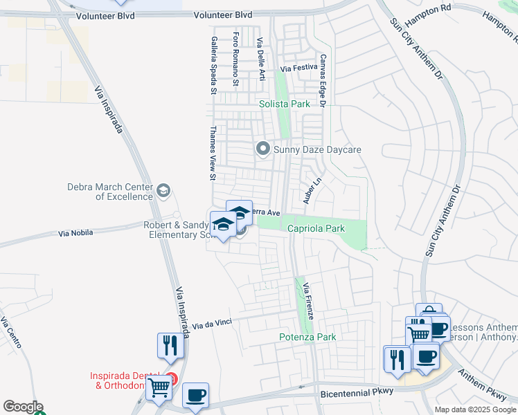 map of restaurants, bars, coffee shops, grocery stores, and more near 3186 Del Terra Avenue in Henderson