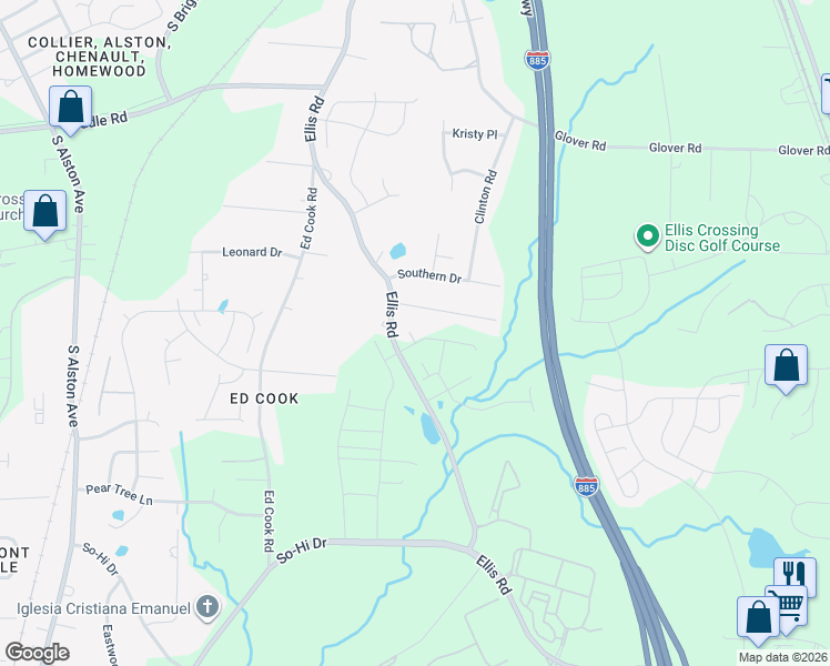 map of restaurants, bars, coffee shops, grocery stores, and more near 2300 Rada Drive in Durham