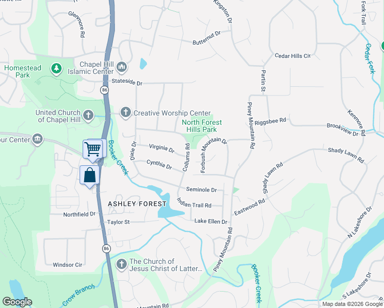 map of restaurants, bars, coffee shops, grocery stores, and more near 209 Forbush Mountain Drive in Chapel Hill