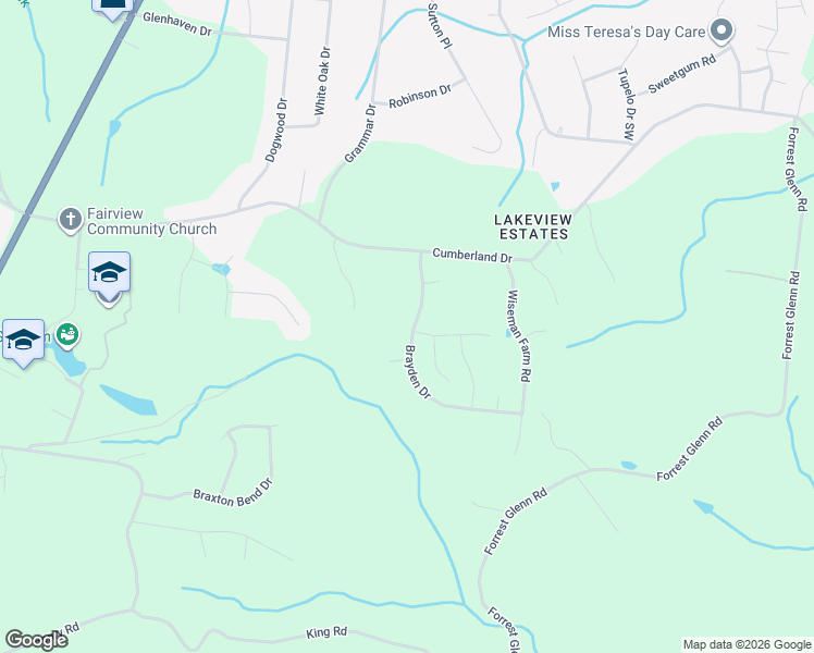 map of restaurants, bars, coffee shops, grocery stores, and more near 1018 Brayden Drive in Fairview
