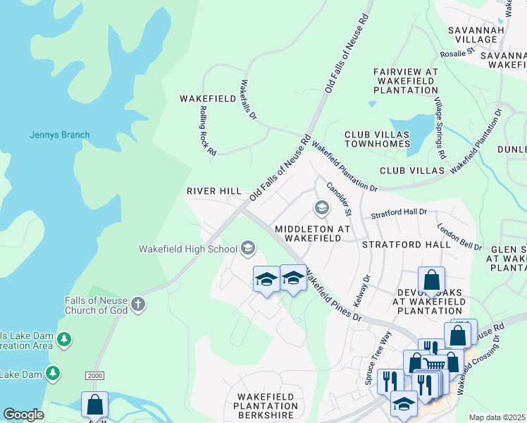 map of restaurants, bars, coffee shops, grocery stores, and more near 12308 Cilcain Court in Raleigh