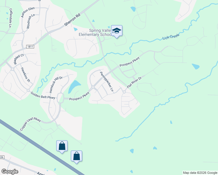 map of restaurants, bars, coffee shops, grocery stores, and more near 1918 Pennypacker Lane in Durham