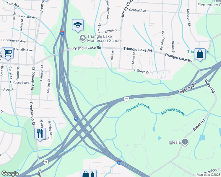 map of restaurants, bars, coffee shops, grocery stores, and more near 3007 Lowe Avenue in High Point