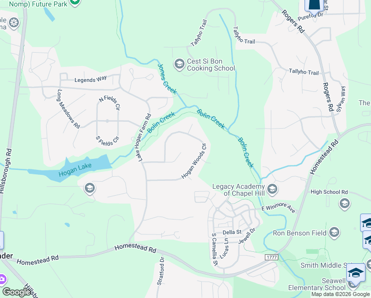 map of restaurants, bars, coffee shops, grocery stores, and more near 214 Commons Way Drive in Chapel Hill