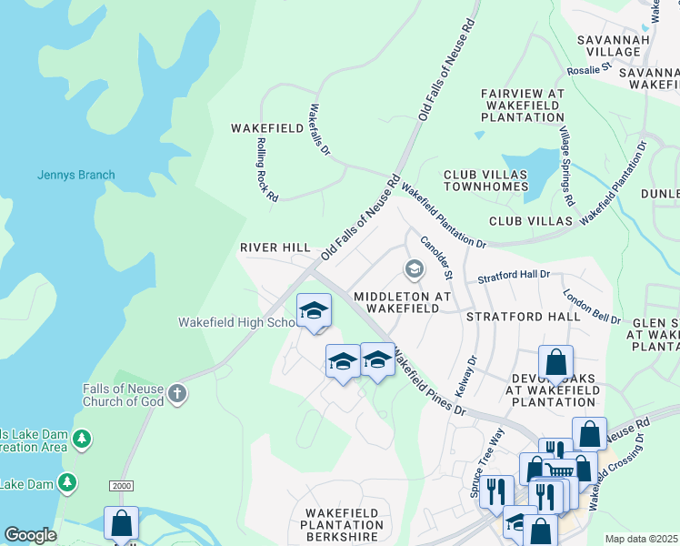 map of restaurants, bars, coffee shops, grocery stores, and more near 12308 Cilcain Court in Raleigh