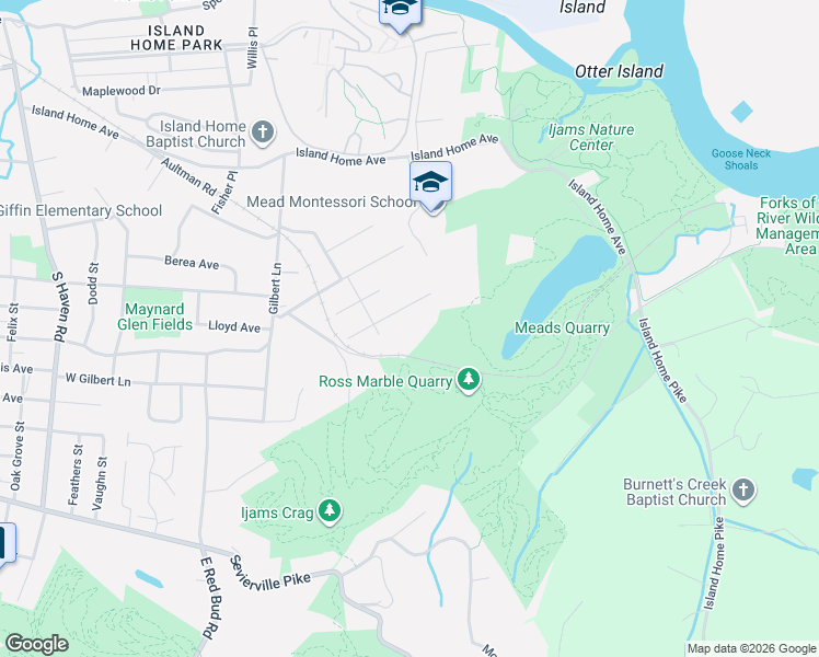 map of restaurants, bars, coffee shops, grocery stores, and more near 2626 Vucrest Avenue Southeast in Knoxville