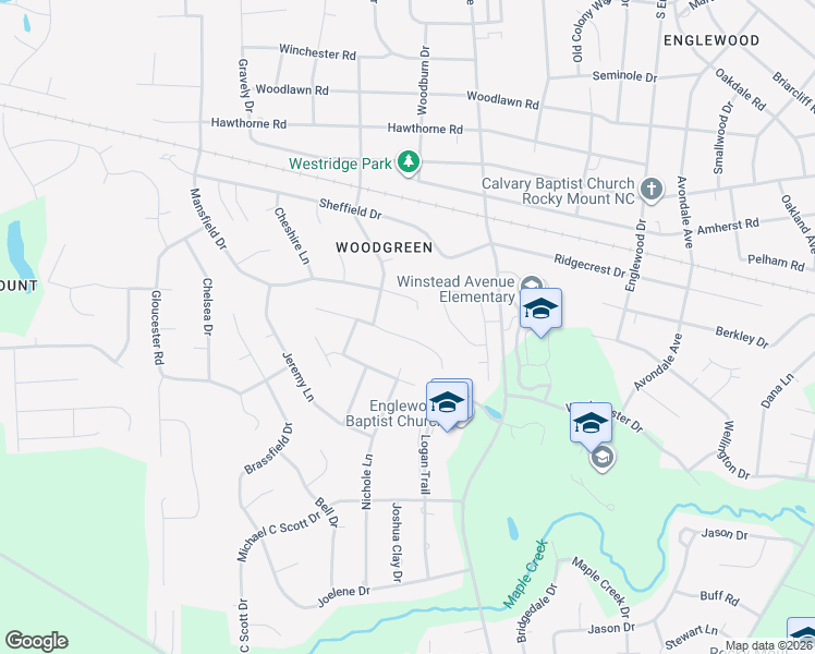 map of restaurants, bars, coffee shops, grocery stores, and more near 2128 Edinborough Road in Rocky Mount