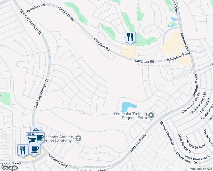 map of restaurants, bars, coffee shops, grocery stores, and more near 2722 Hartwick Pines Drive in Henderson