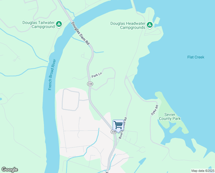 map of restaurants, bars, coffee shops, grocery stores, and more near 1436 Park Lane in Sevierville