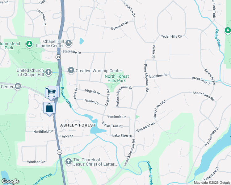 map of restaurants, bars, coffee shops, grocery stores, and more near 209 Forbush Mountain Drive in Chapel Hill