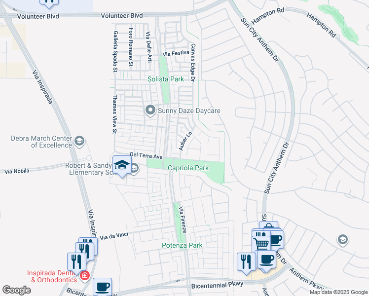 map of restaurants, bars, coffee shops, grocery stores, and more near 2125 Emyvale Court in Henderson