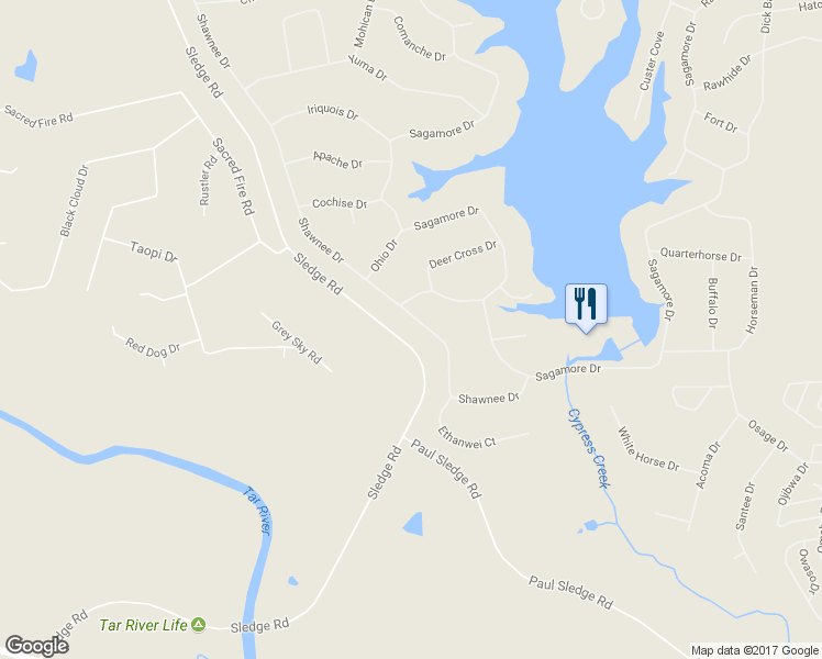 map of restaurants, bars, coffee shops, grocery stores, and more near 606 Shawnee Drive in Louisburg