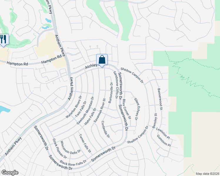 map of restaurants, bars, coffee shops, grocery stores, and more near 2119 Burtonsville Dr in Henderson
