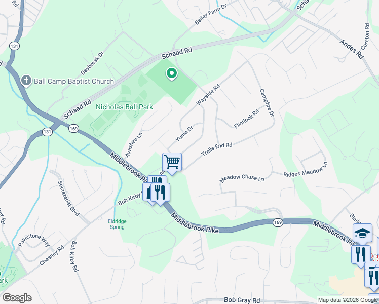 map of restaurants, bars, coffee shops, grocery stores, and more near 9562 Hoyle Beals Drive in Knoxville