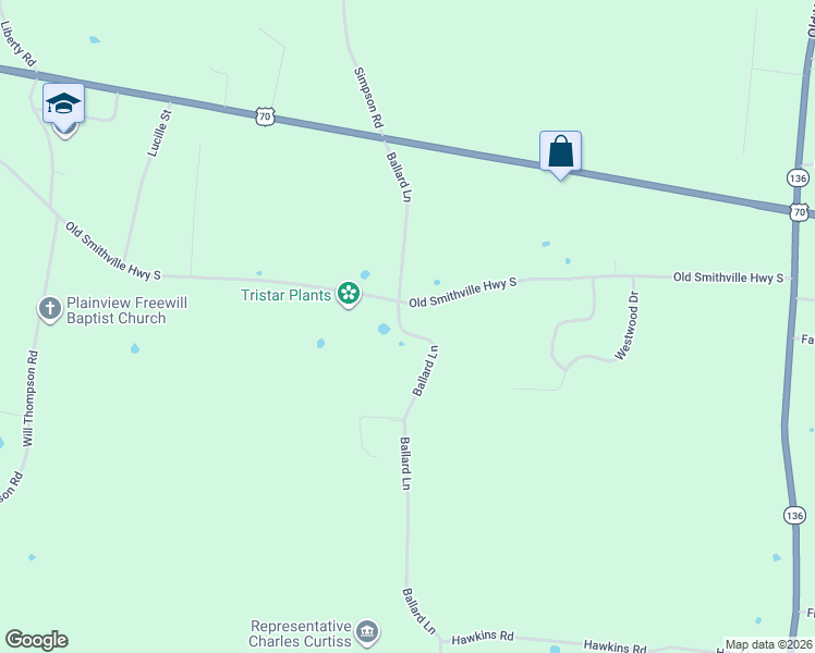map of restaurants, bars, coffee shops, grocery stores, and more near 519 Ballard Lane in Sparta