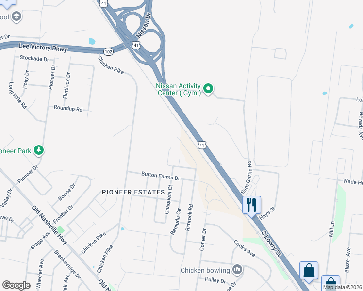 map of restaurants, bars, coffee shops, grocery stores, and more near 1176 Rimrock Road in Smyrna
