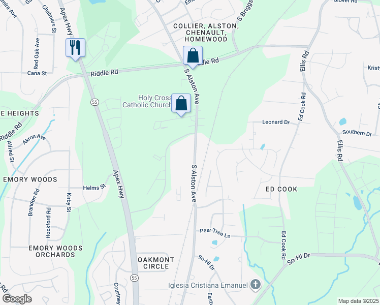 map of restaurants, bars, coffee shops, grocery stores, and more near 2518 South Alston Avenue in Durham