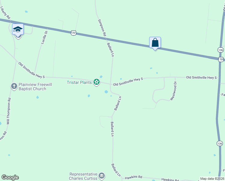 map of restaurants, bars, coffee shops, grocery stores, and more near 519 Ballard Lane in Sparta