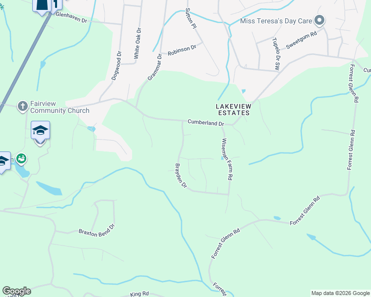 map of restaurants, bars, coffee shops, grocery stores, and more near 1015 Brayden Drive in Fairview