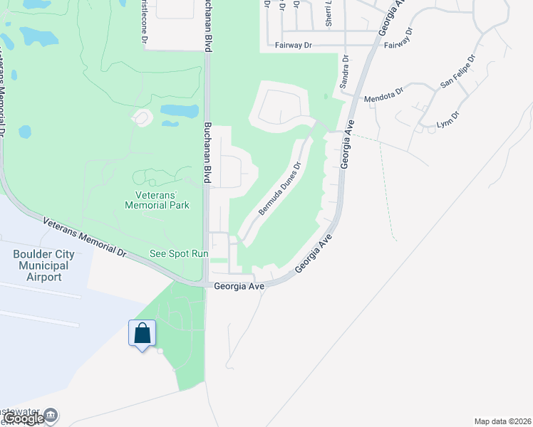 map of restaurants, bars, coffee shops, grocery stores, and more near 1599 Bermuda Dunes Drive in Boulder City