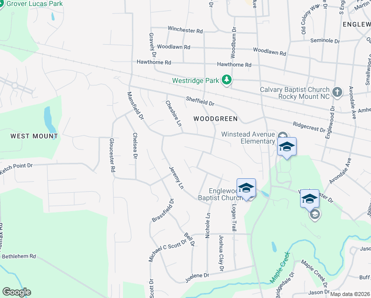 map of restaurants, bars, coffee shops, grocery stores, and more near 105 Edinborough Ct in Rocky Mt