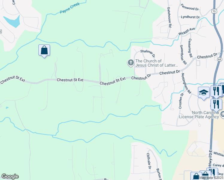 map of restaurants, bars, coffee shops, grocery stores, and more near 1931 Chestnut Street Extension in High Point
