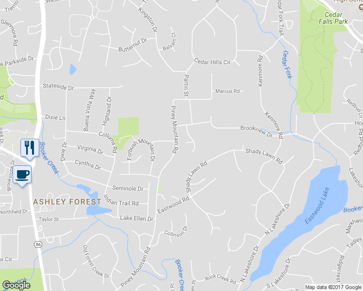 map of restaurants, bars, coffee shops, grocery stores, and more near 105 Karin Court in Chapel Hill