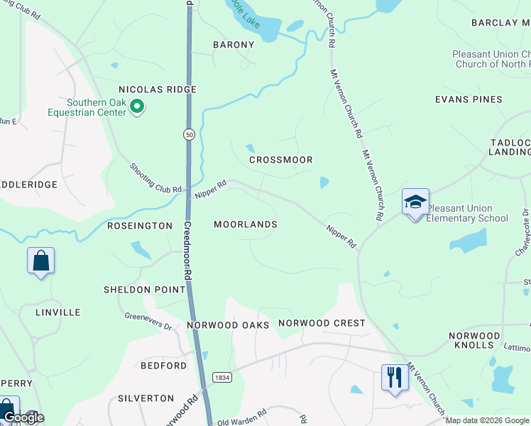 map of restaurants, bars, coffee shops, grocery stores, and more near 1405 Caistor Lane in Raleigh
