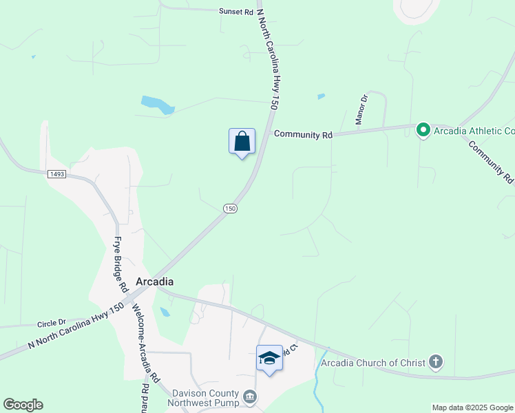 map of restaurants, bars, coffee shops, grocery stores, and more near 8410 North North Carolina Highway 150 in Clemmons