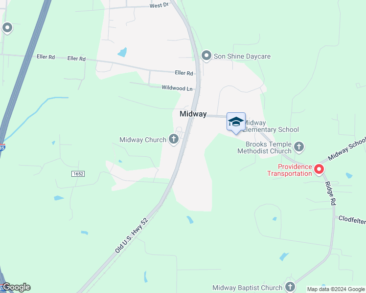 map of restaurants, bars, coffee shops, grocery stores, and more near 9818 Old U.S. Highway 52 in Lexington