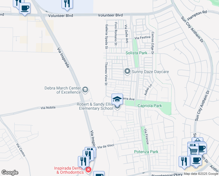 map of restaurants, bars, coffee shops, grocery stores, and more near 3212 Sisley Garden Avenue in Henderson