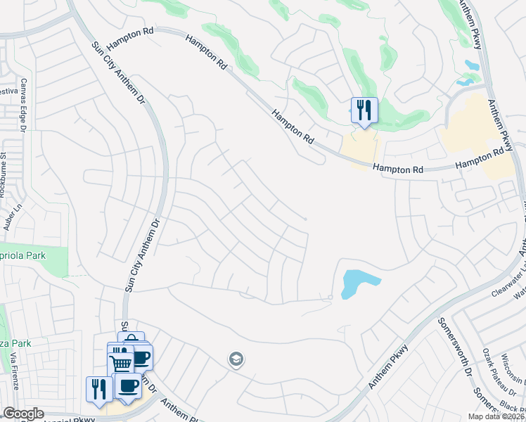 map of restaurants, bars, coffee shops, grocery stores, and more near 2765 Hartwick Pines Drive in Henderson