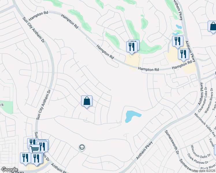 map of restaurants, bars, coffee shops, grocery stores, and more near 2738 Cherrydale Falls Drive in Henderson