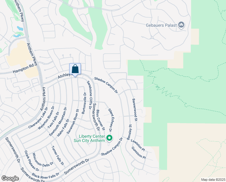 map of restaurants, bars, coffee shops, grocery stores, and more near 2117 Shadow Canyon Drive in Henderson
