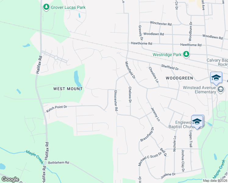 map of restaurants, bars, coffee shops, grocery stores, and more near 3900 Hampton Drive in Rocky Mount